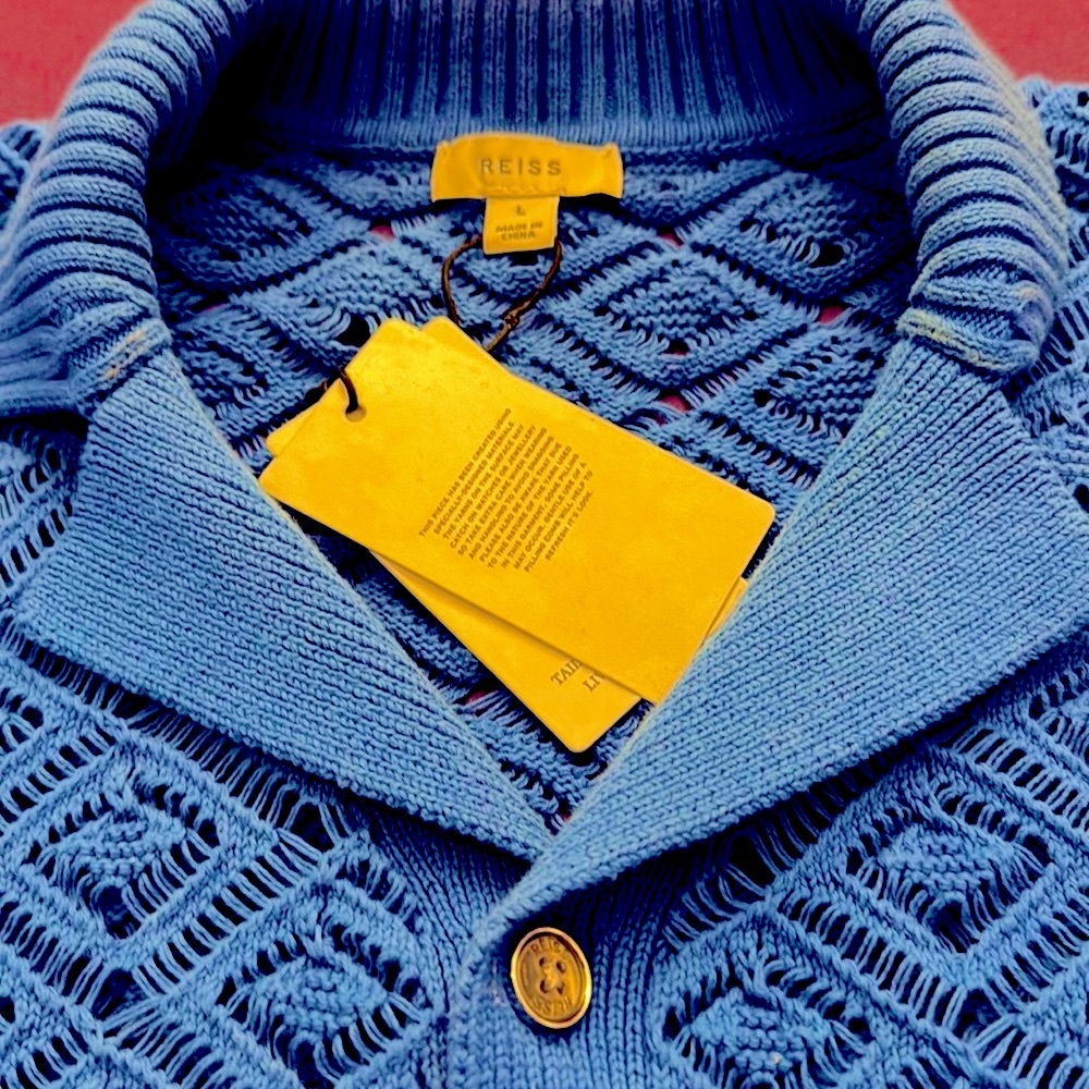 N WT Reiss electric blue crochet large cardigan